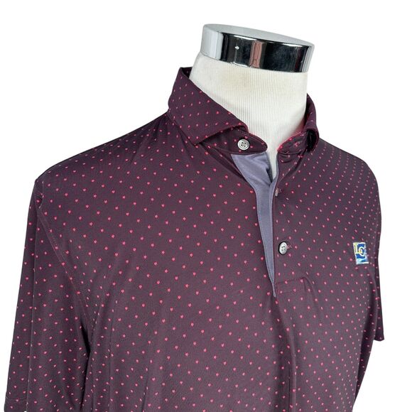 Greyson Polo Shirt Men’s Large Purple Pink Wolf Print Laurel Creek Golf AOP - Picture 2 of 10